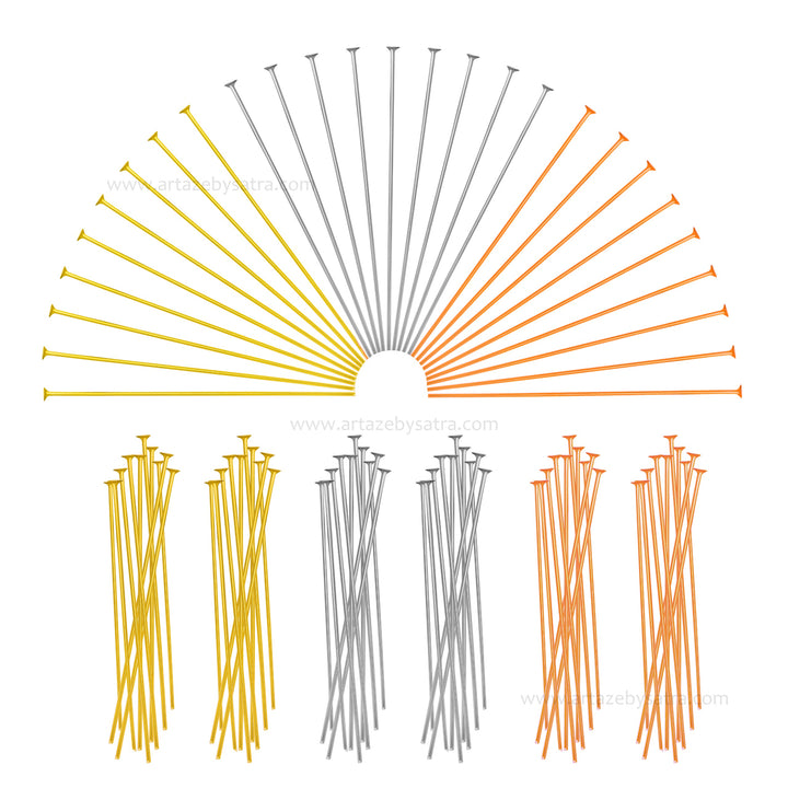 Brass Head Pin - 18k Gold Platted | High Quality | Qty : 50pcs | BF283