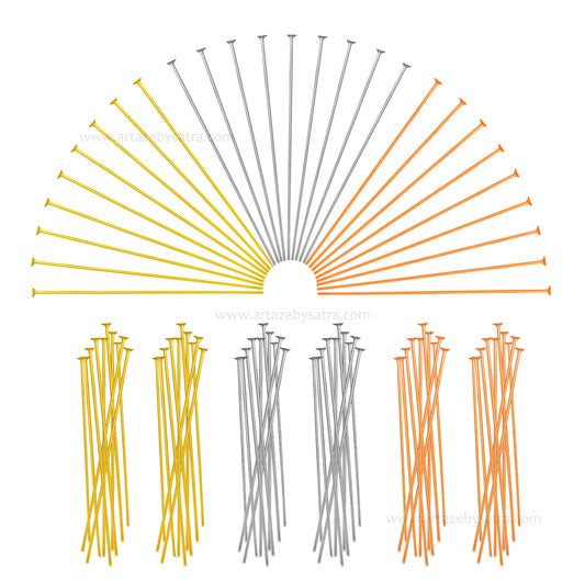 Brass Head Pin - 18k Gold Platted | High Quality | Qty : 50pcs | BF131