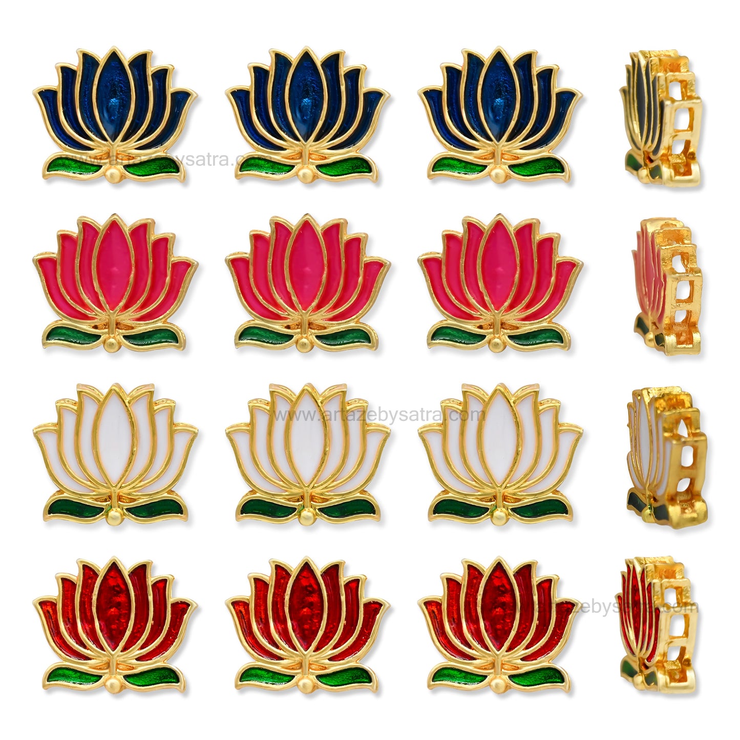 Lotus Meenakari Kundan Beads | Size : 15mm | Qty : 12pcs | MKB71