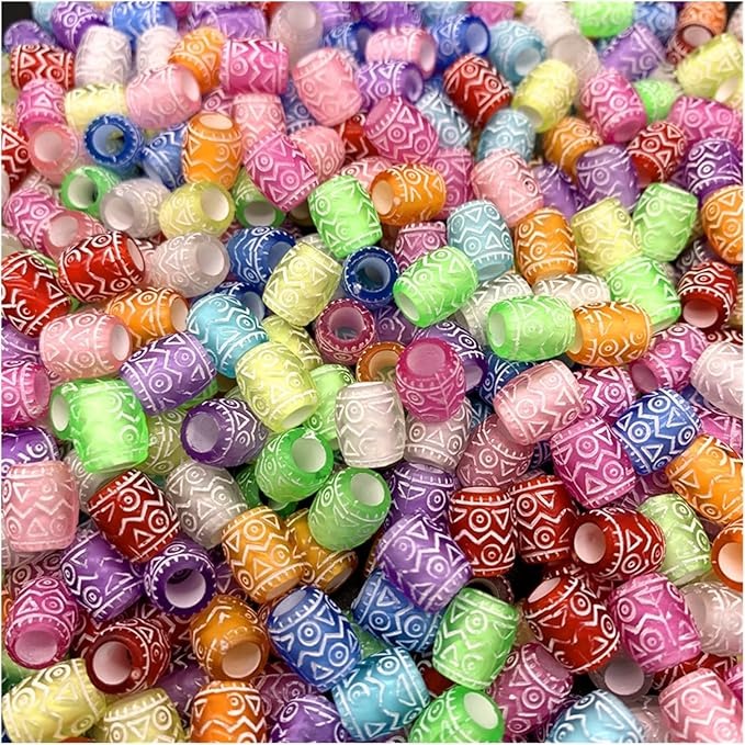 Plastic Barrel Pony Embossed Beads | Size : 9mm