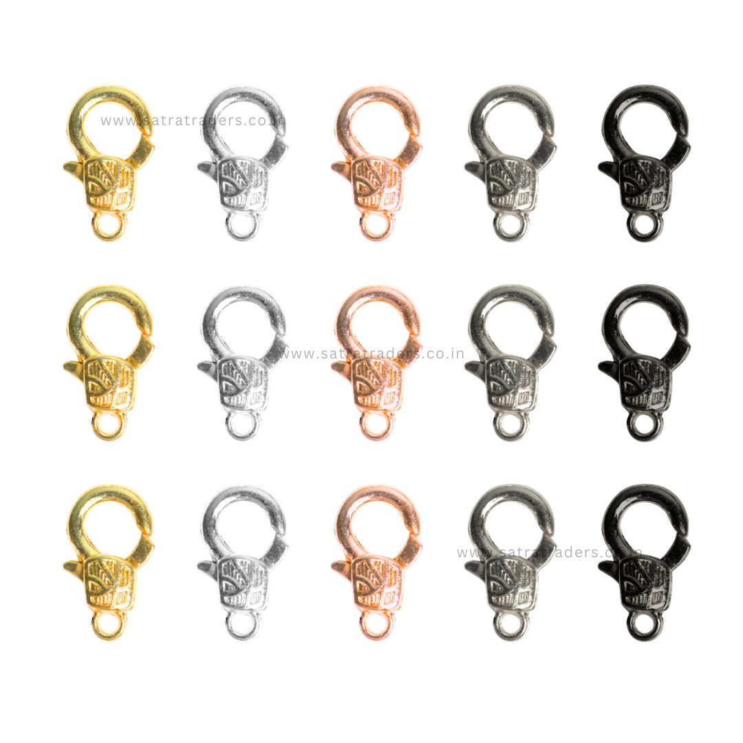 Metal Textured Lobster Clasp | Size : 14mm | Qty : 10pcs | BF25
