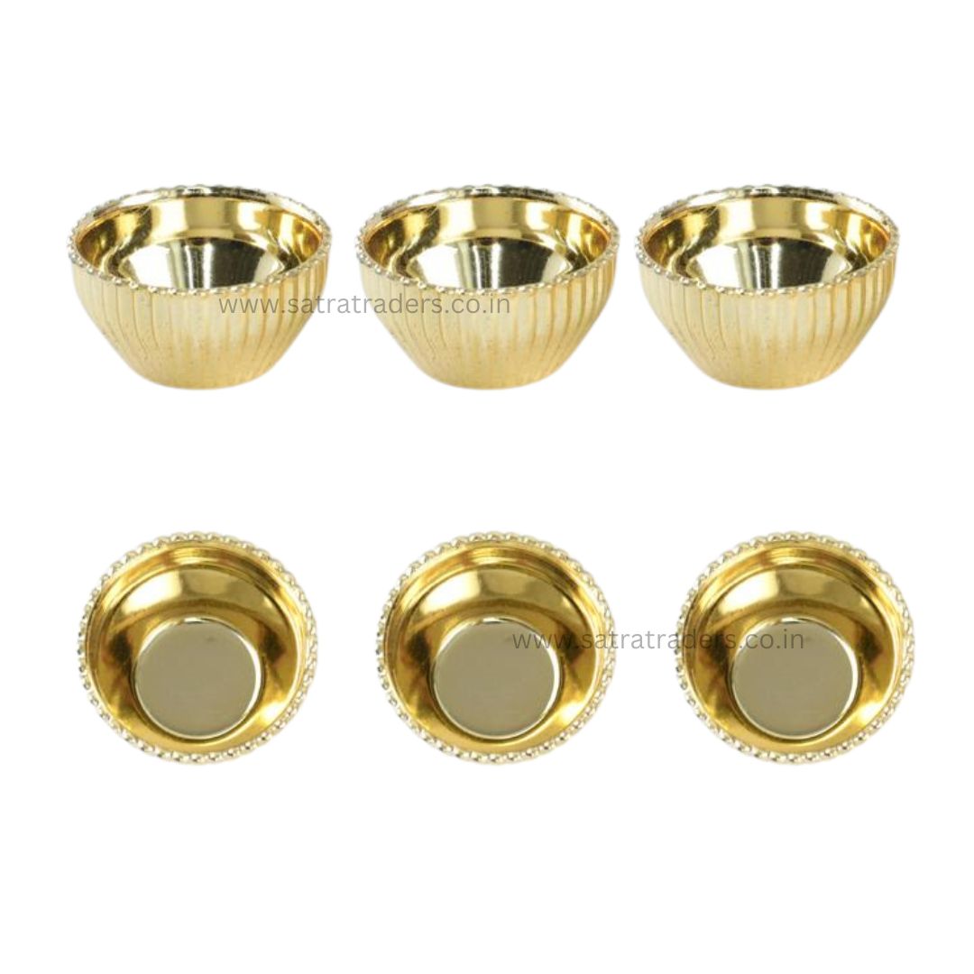 Golden Haldi Kumkum Plastic Watis | Size : 33mm-0.7Inch | Qty : 24pcs