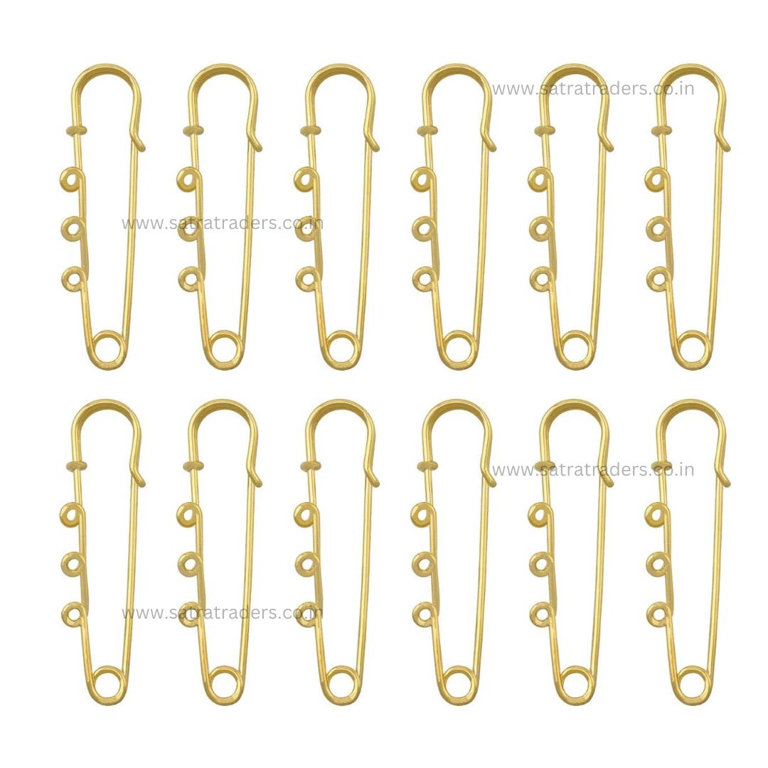 Safety Brooches Pins with 3 Loops |  Qty : 6pcs | BP11