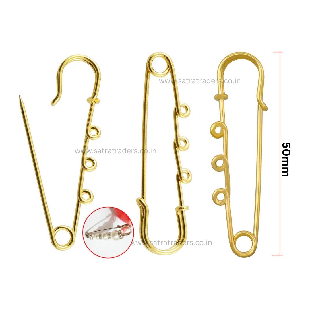 Safety Brooches Pins with 3 Loops |  Qty : 6pcs | BP11