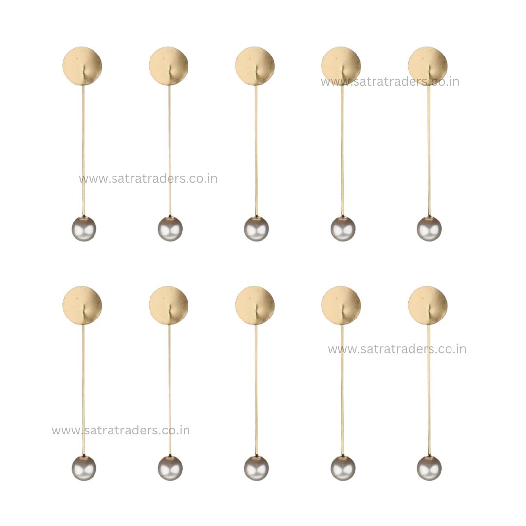 Pearl Lapel Pin | Size : 74mm Round Size : 17mm | 10pcs | BF112