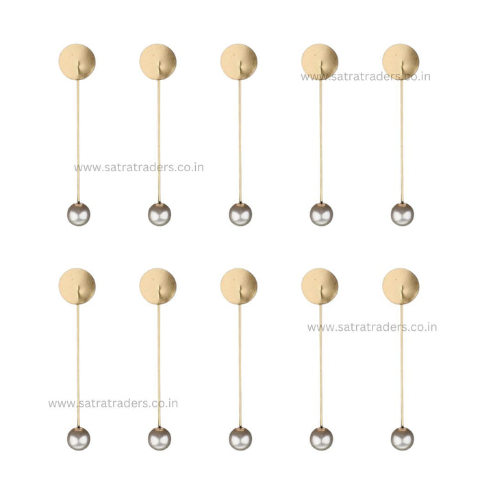 Pearl Lapel Pin | Size : 74mm Round Size : 17mm | 10Pcs | BF222