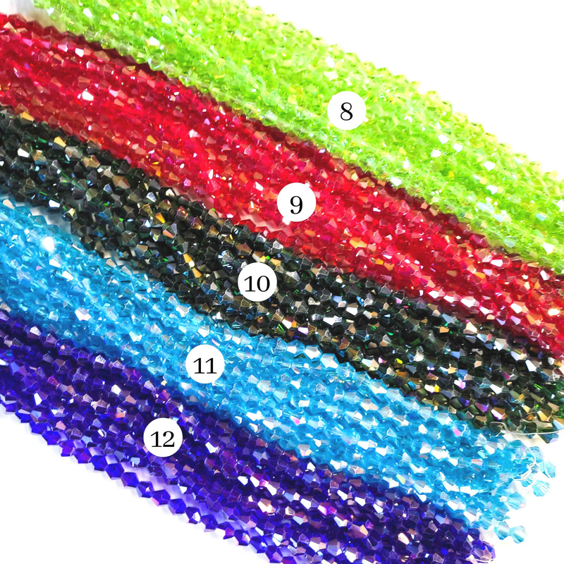 Elegant Glass Beads | Size : 8mm Crystal Rainbow Beads Approx. 40 Beads Perline | 10 Line