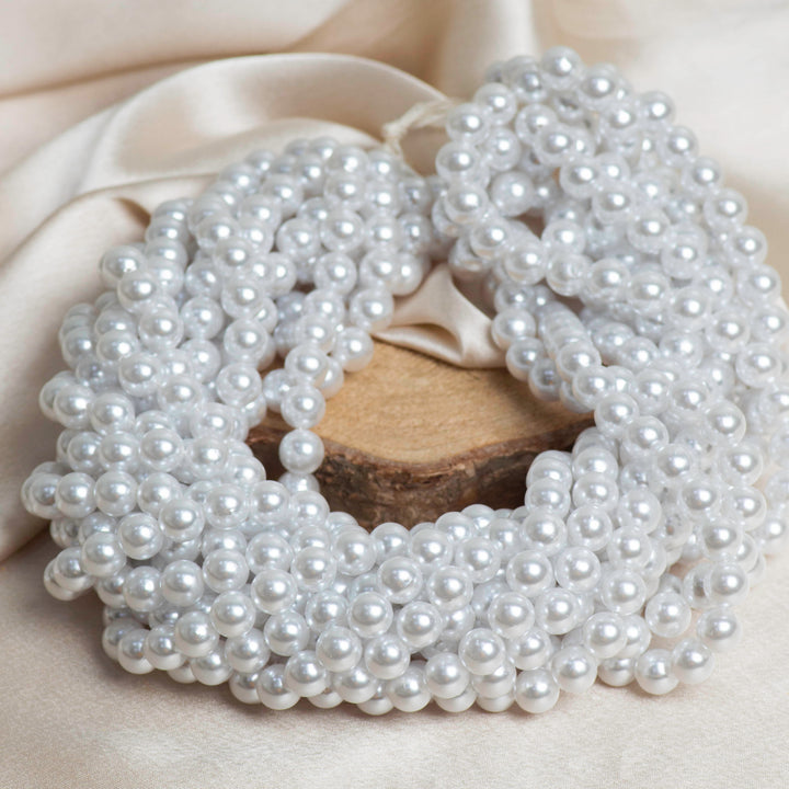 Round Shape 2 Hole Pearl Beads | Size : 10mm | Qty : 1 Bunch (Approx 1200pcs) | PC77