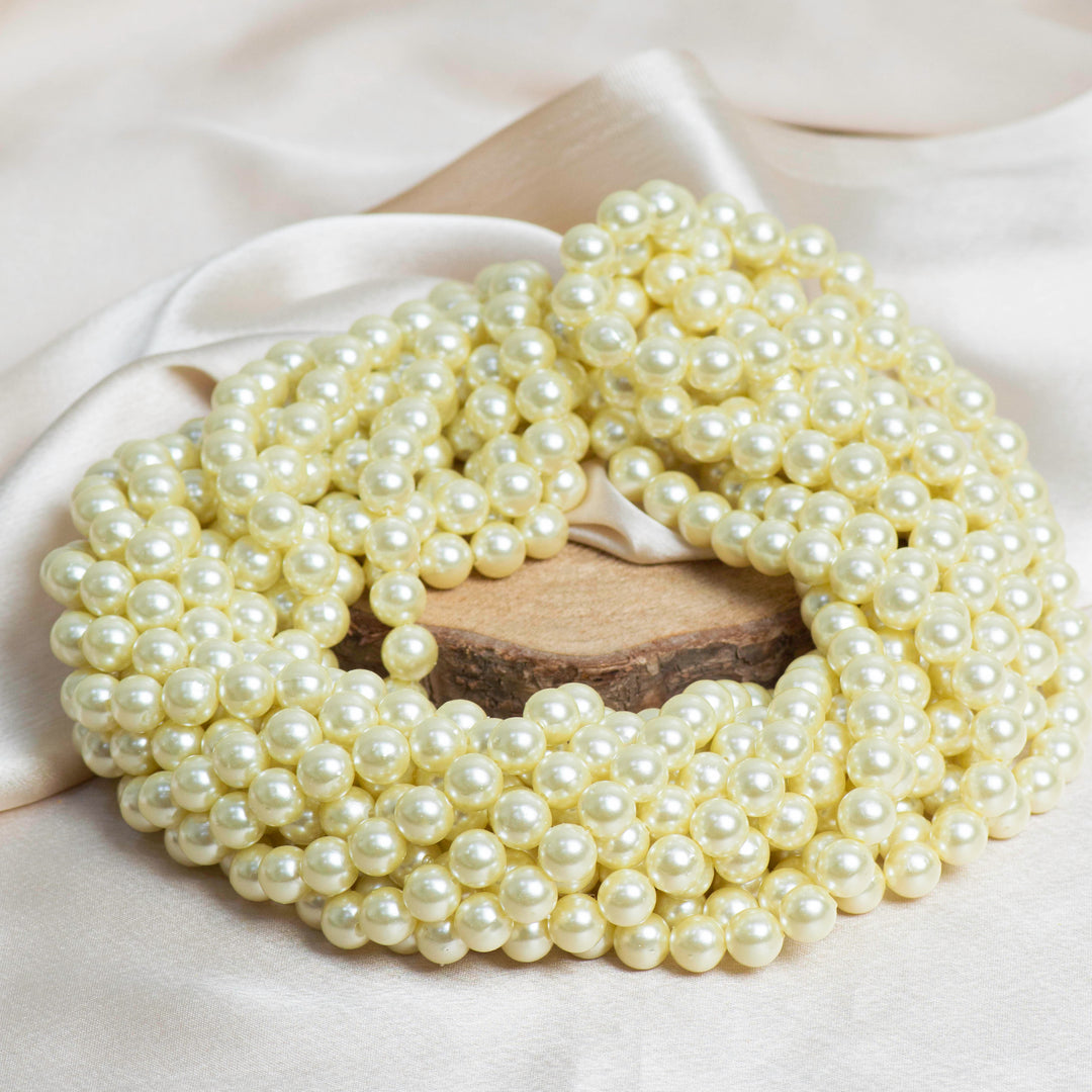 Round Shape 2 Hole Pearl Beads | Size : 10mm | Qty : 1 Bunch (Approx 1200pcs) | PC77