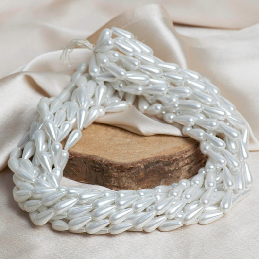 Drop Shape 2 Hole Pearl Beads | Size : H-16mm W-7mm-10ss | Qty : 1 Bunch-approx 1200pcs | PPB14