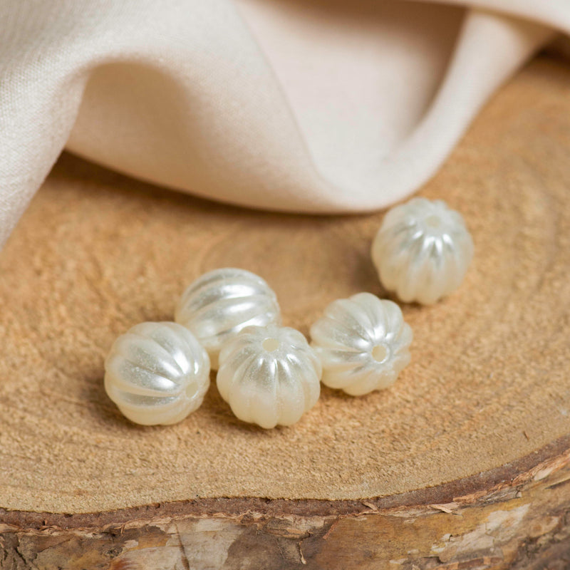 Plastic Pearl Beads | Size 12mm | 2 Hole Lining Beads | Qty : 500GM