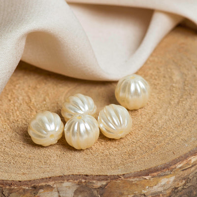 Plastic Pearl Beads | Size 12mm | 2 Hole Lining Beads | Qty : 500GM