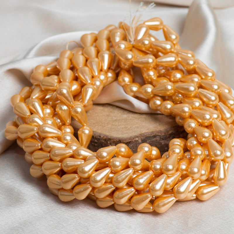 Plastic Pearl Beads | Size : H-15mm W-10mm ( 12ss ) | 2 Hole Beads | Qty : 1 Bunch ( 300 Pcs )