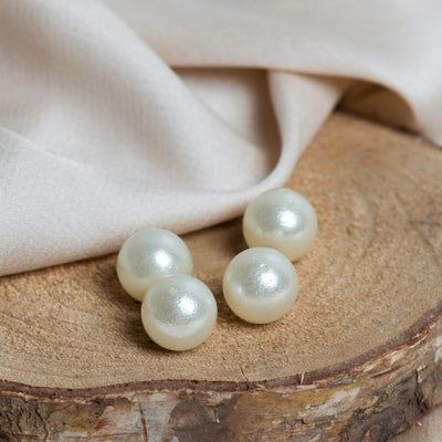 Plastic Pearl Beads | Size 14 mm | 1 Hole Matt Finish Beads | QTY : 1Kg