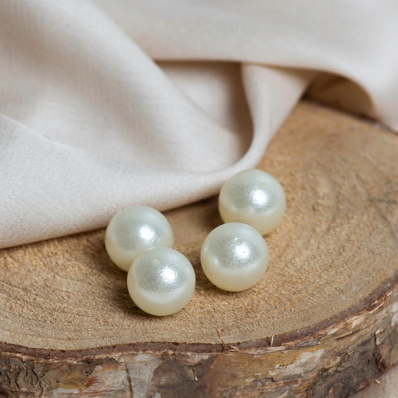 Plastic Pearl Beads | Size 12mm | 1 Hole Matt Finish Beads | Qty : 1Kg
