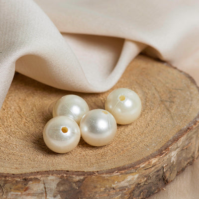 Round Plastic Pearl Beads | Size 16mm | 2 Hole Beads | Qty : 1Kg