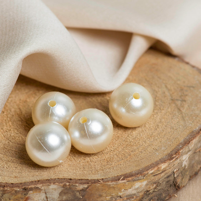Round Plastic Pearl Beads | Size 18mm | 2 Hole Beads | Qty : 500GM