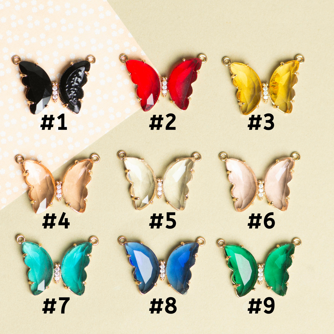 Crystal Butterfly Charms  2 Side Ring | Size : 31mm | 1pc