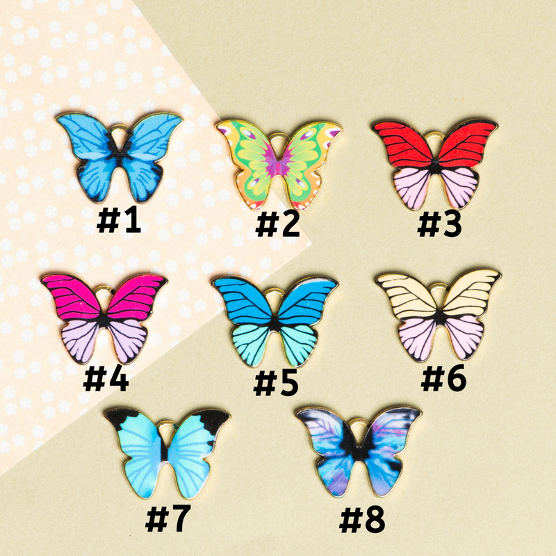 Digital Print Butterfly Charms Pendants | 16mm (H) 6PCS