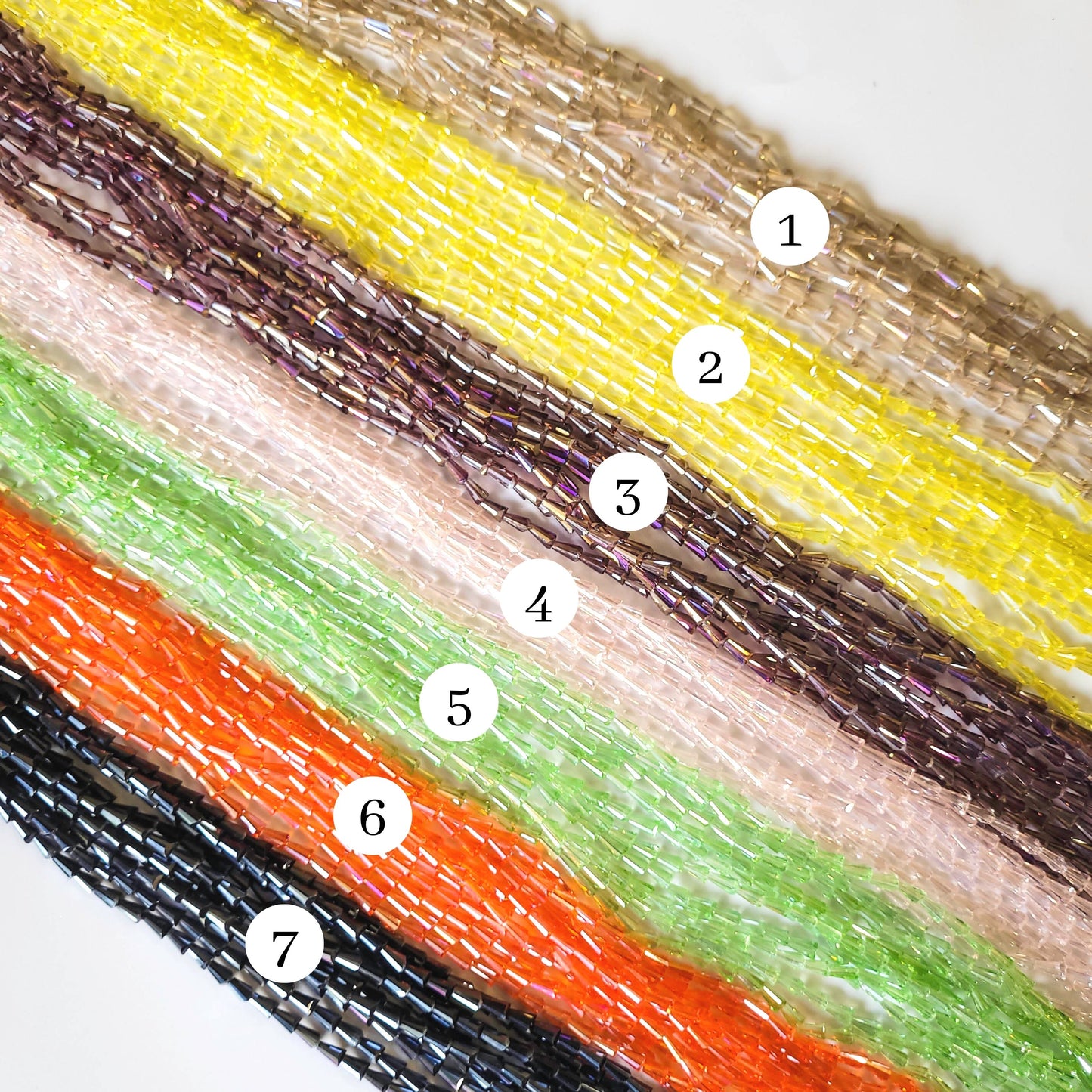 Pencil  Rainbow Beads | Size : 3*5 | Qty : 5 Line-approx 98 Beads perline | GB59