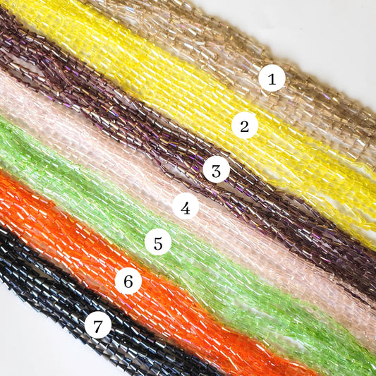 Pencil  Rainbow Beads | Size : 3*5 | Qty : 5 Line-approx 98 Beads perline | GB59