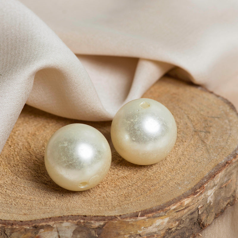 Plastic Pearl Beads | Size 40mm | 2 Hole Beads | Qty : 1Kg