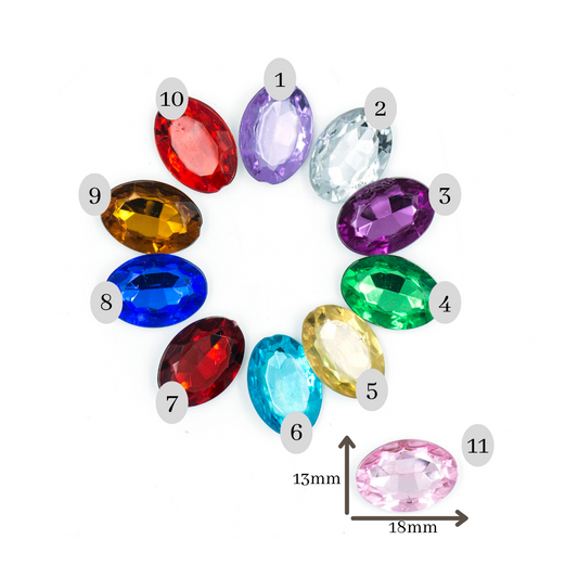 Oval Shape Acrylic Stones | Size : H-13MM W-18MM | Qty : 200pcs | AS07