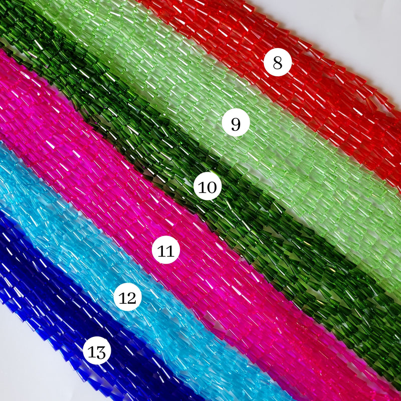 Elegant Glass Beads | Size : 4x8 Pencil Rainbow Beads Approx. 72 Beads Perline | 5 Line