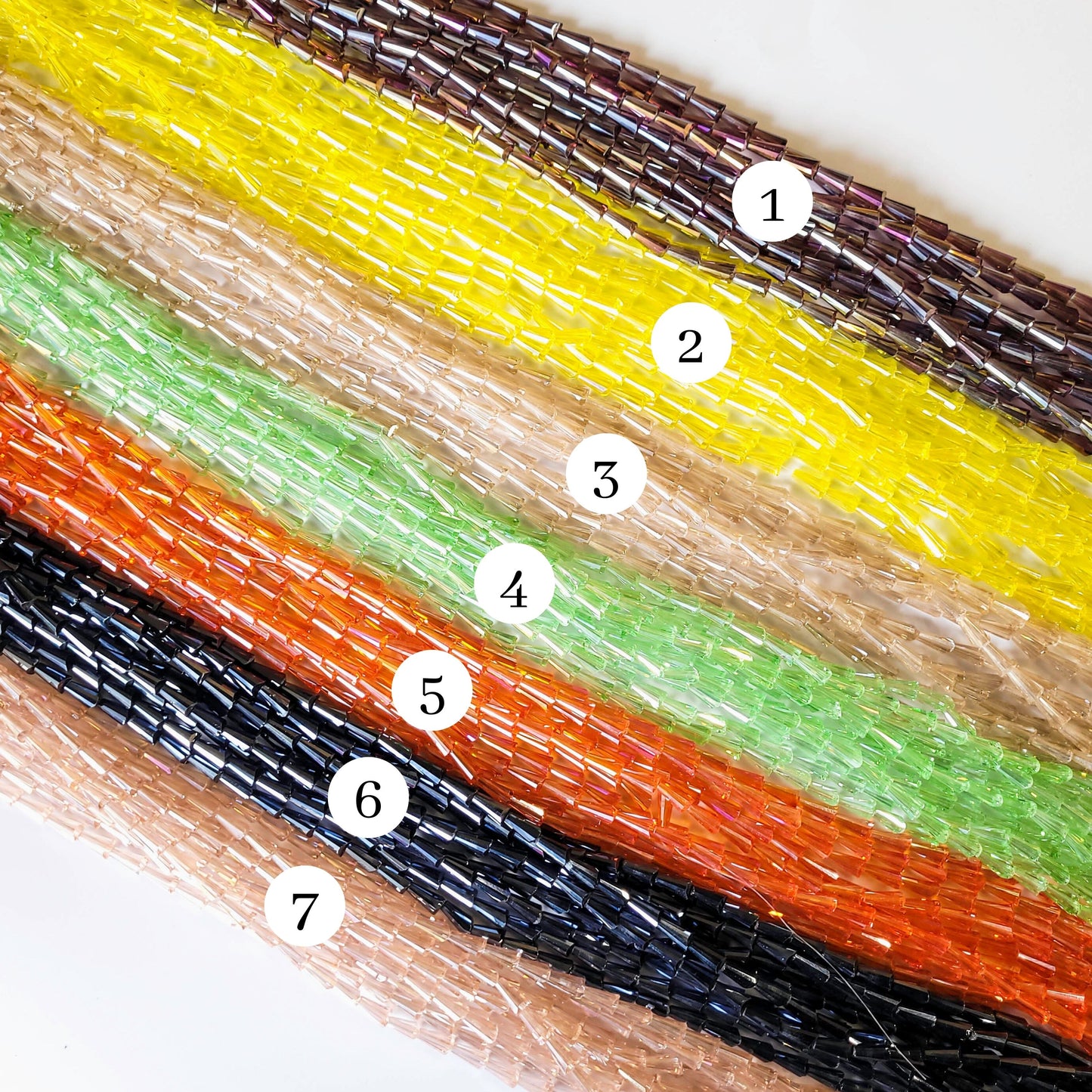 Pencil Rainbow Beads | Size : 6*12 | Qty : 5 Line-approx 47 Beads perline | GB55