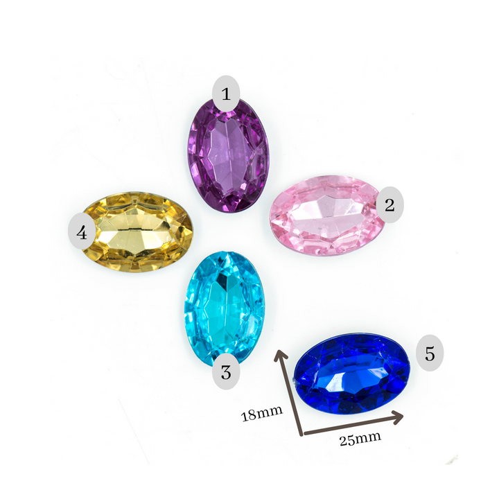 Oval Shape Acrylic Stones | Size : H-18MM W-25MM | 100 Pcs
