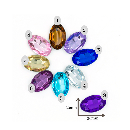 Oval Shape Acrylic Stones | Size : H-20MM W-30MM | Qty : 100pcs | AS05