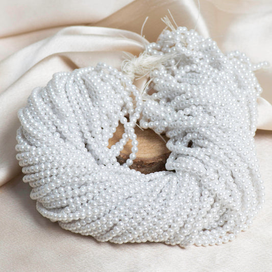 Round Shape 2 Hole Pearl Beads | Size : 4mm | Qty : 5 Bunch-approx 6000pcs | PPB06