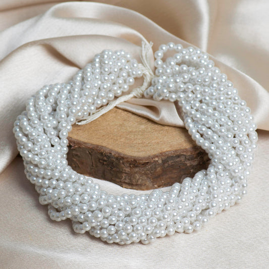 Round Shape 2 Hole Pearl Beads | Size : 5mm | Qty : 1 Bunch-approx 1200pcs | PPB07