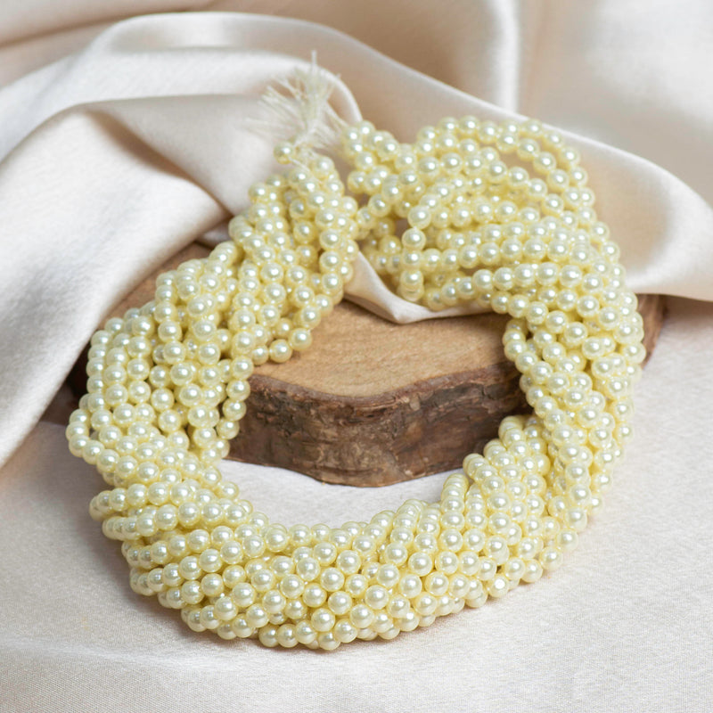 Plastic Pearl Beads | Size 5mm | 2 Hole Beads | Qty : 1 Bunch ( 1200 Pcs )