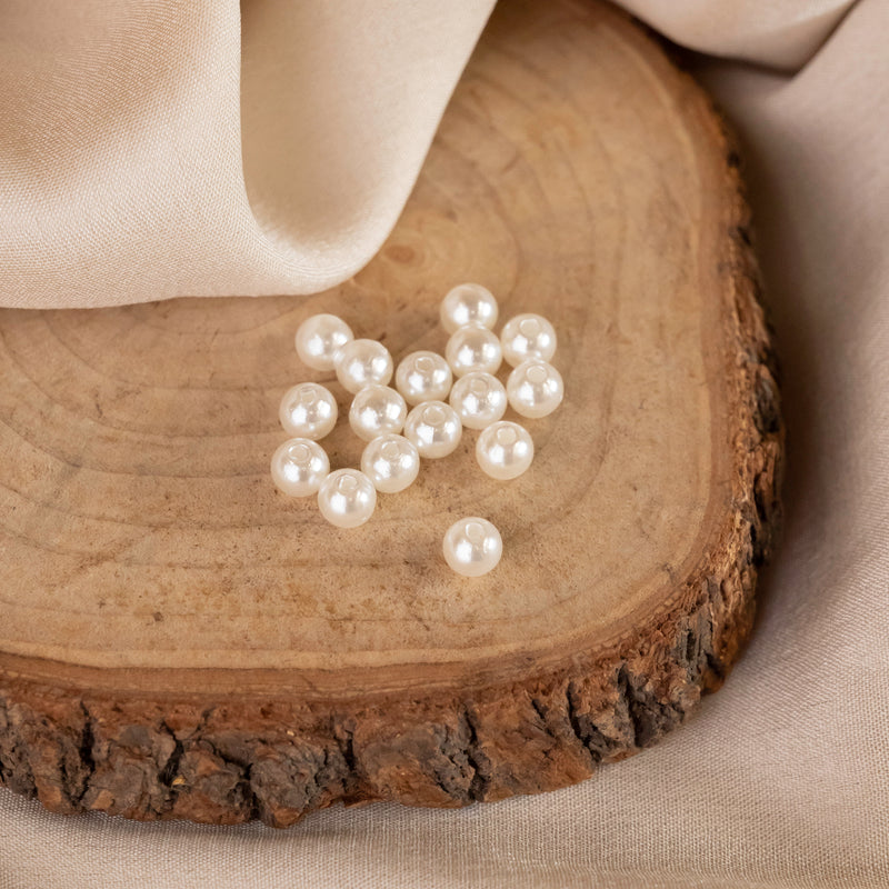 Double Coating Pearl Beads | Size 6mm | 2 Hole Beads | Qty : 500G