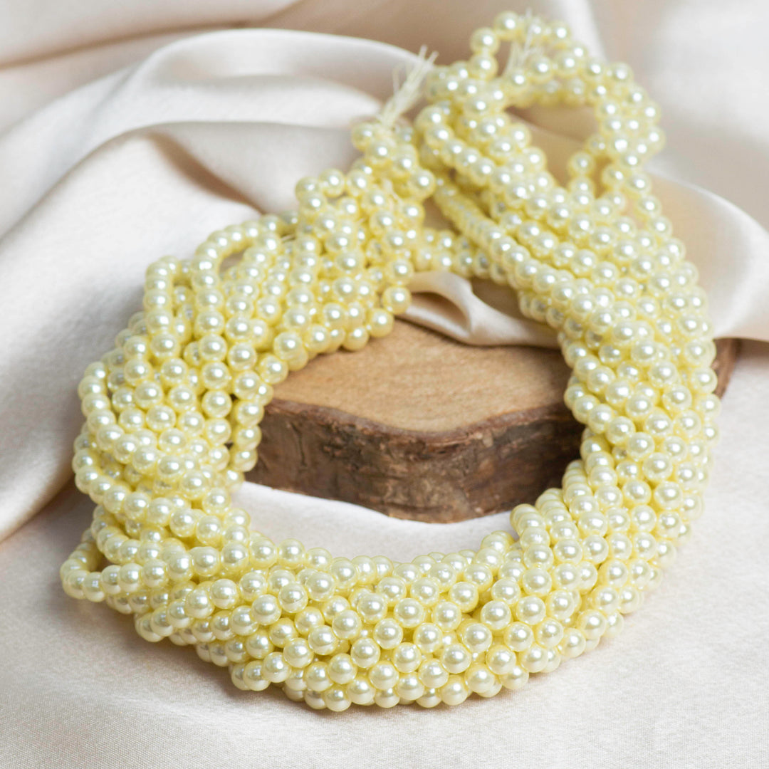 Round Shape 2 Hole Pearl Beads | Size : 8mm | Qty : 1 Bunch (Approx 1200pcs) | PC78