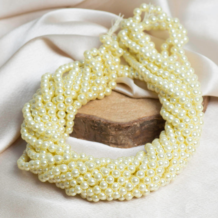 Round Shape 2 Hole Pearl Beads | Size : 8mm | Qty : 1 Bunch (Approx 1200pcs) | PC78