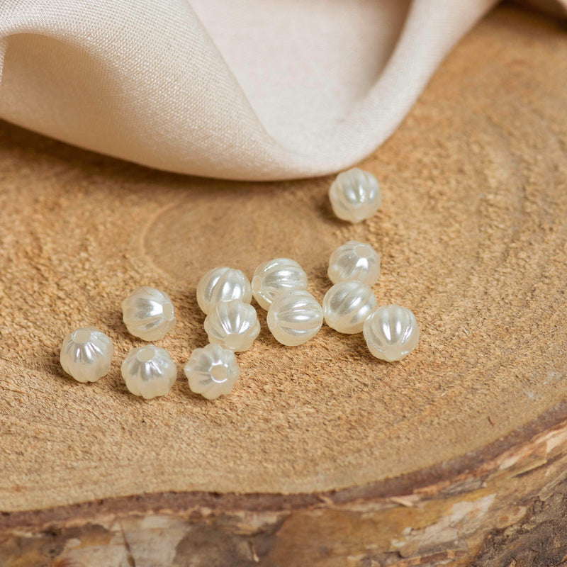 Plastic Pearl Beads | Size 6mm | 2 Hole Lining Beads | Qty : 500GM