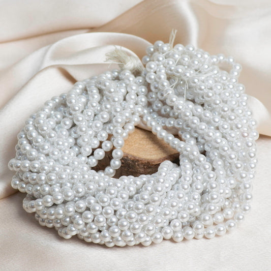 Round Shape 2 Hole Pearl Beads | Size : 7mm | Qty : 1 Bunch-approx 1200pcs | PPB09