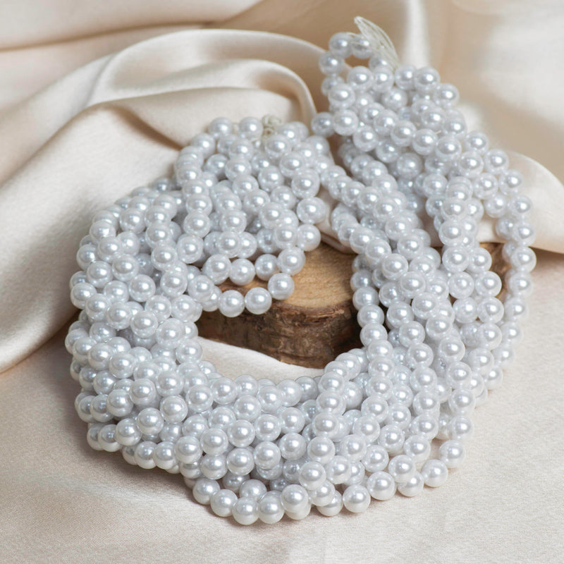 Plastic Pearl Beads | Size 8mm | 2 Hole Beads | Qty : 1 Bunch ( 1200 Pcs )