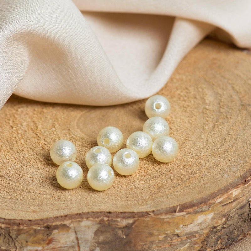 Plastic Pearl Beads | Size 8mm | 2 Hole Matt Finish Beads | Qty : 1Kg
