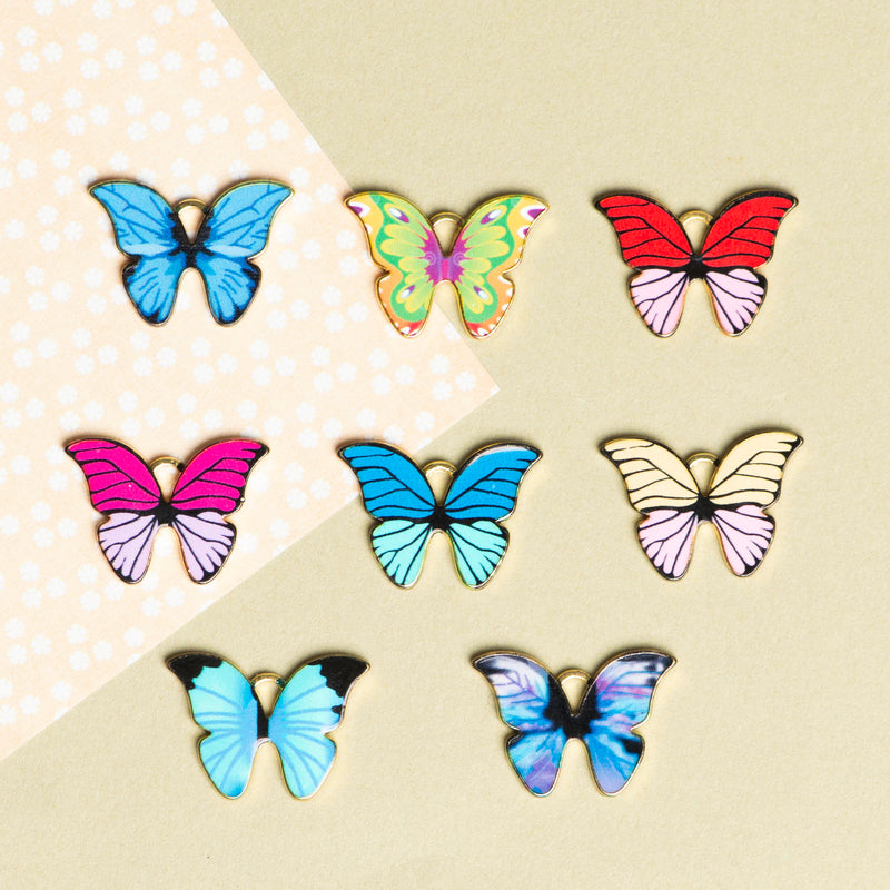 Digital Print Butterfly Charms Pendants | 16mm (H) 6PCS