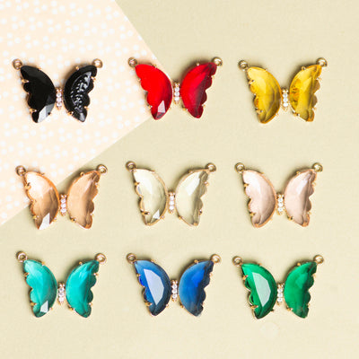 Crystal Butterfly Charms  2 Side Ring | Size : 31mm | 1Pcs
