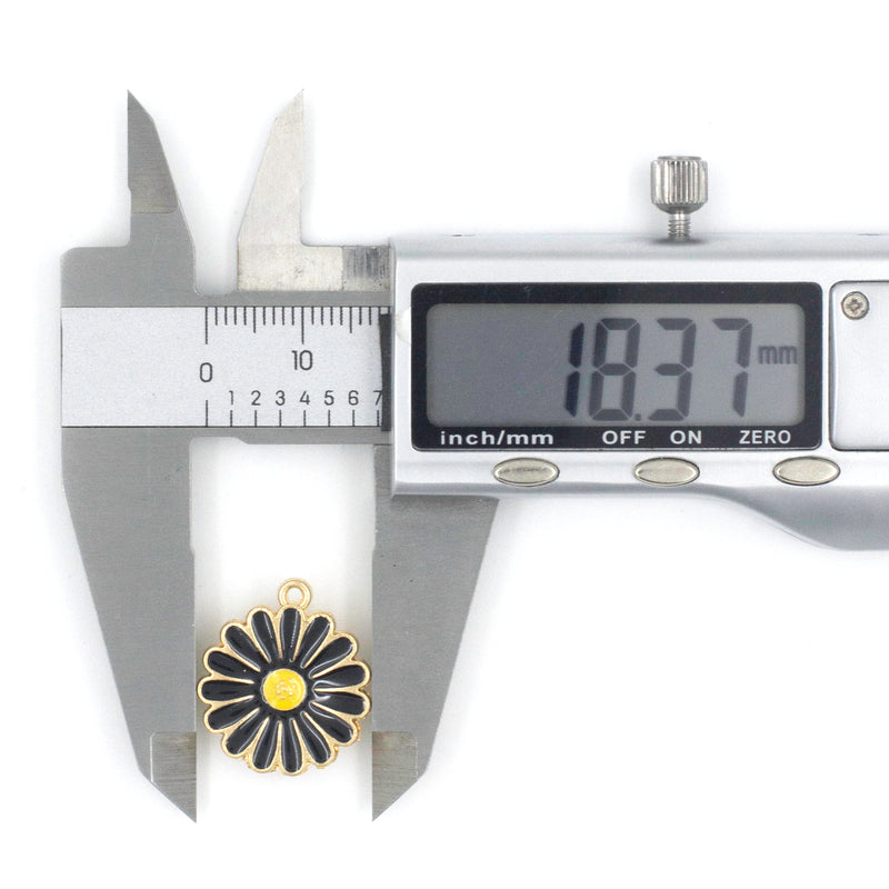 Daisy Flower Enamel Charms Pendants | size 18mm (W) | 10Pcs
