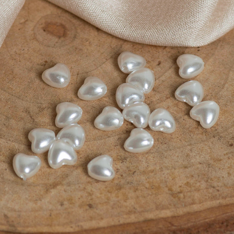 Heart Shape Uncut Beads | Pearl Beads | Size : 6mm | 100 Pcs