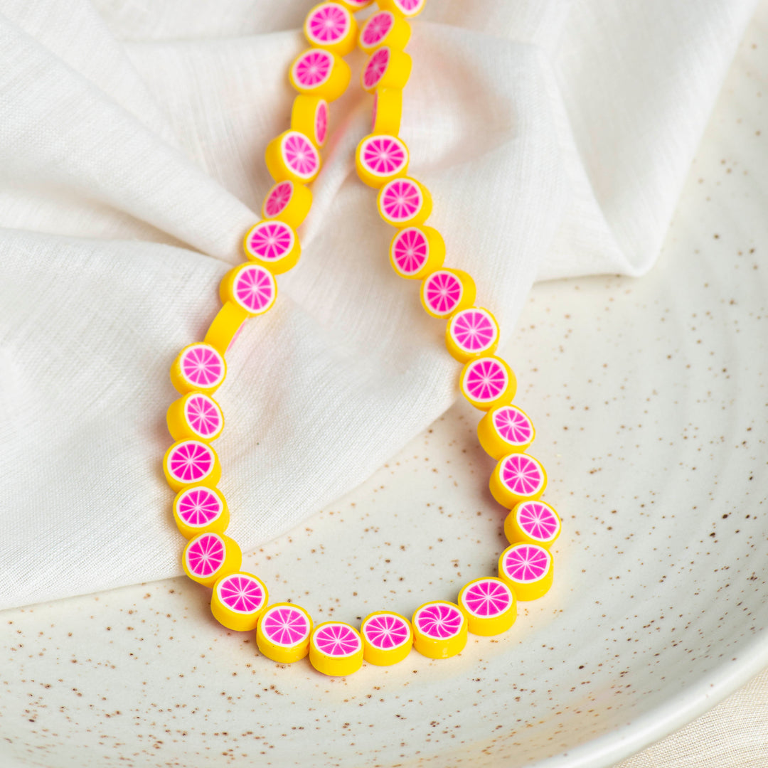 Color Fruit Polymer Clay Fimo Beads | Size: 6mm (W) Thickness 2mm | 1string 40 PCS | FB03