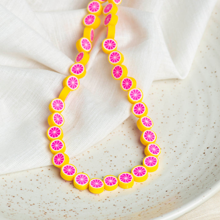 Color Fruit Polymer Clay Fimo Beads | Size: 6mm (W) Thickness 2mm | 1string 40 PCS | FB03