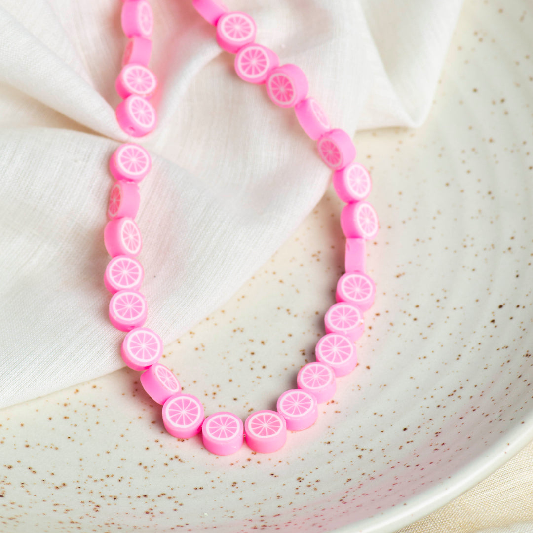 Pink Orange Polymer Clay Fimo Beads | Size: 6mm (W) Thickness 2mm | 1string  40 PCS | FB13