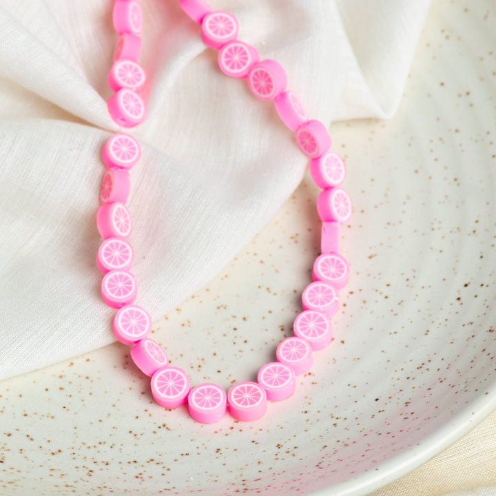 Pink Orange Polymer Clay Fimo Beads | Size: 6mm (W) Thickness 2mm | 1string  40 PCS | FB13