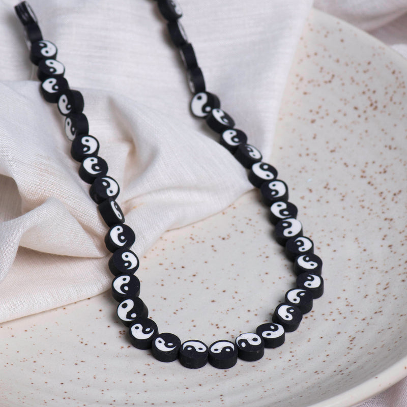 Yin Yang Fimo Beads | Size: 6mm (W) Thickness 2mm |  1string 40pcs